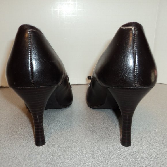 Etienne Aigner Womens 8 M Brown Leather Shoes Pumps Heels Pointed Toe - Picture 5 of 14